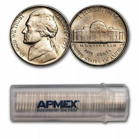 1953 Jefferson Nickel 40-Coin Roll BU