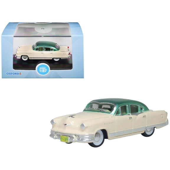 1953 Kaiser Manhattan Stardust Ivory with Jade Green Metallic Top 1/87 (HO) Scale Diecast Model Car by Oxford Diecast
