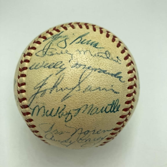 1953 New York Yankees World Series Champs Team Signed Baseball Mickey Mantle JSA