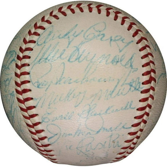 1953 New York Yankees World Series Champs Team Signed Baseball Mickey Mantle JSA