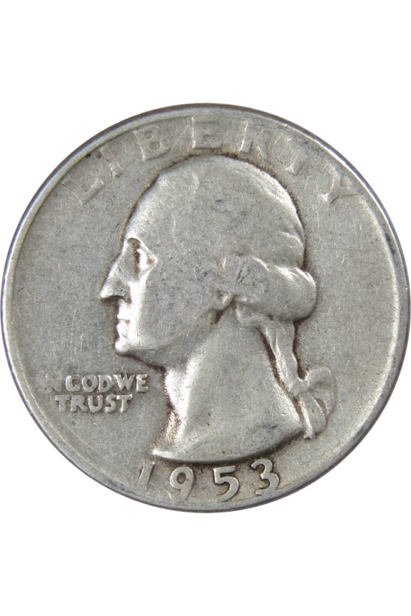 1953 S Washington Quarter F Fine Silver 25c Coin