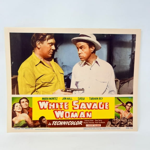 1953 White Savage Woman in Technicolor Movie Lobby Card ©