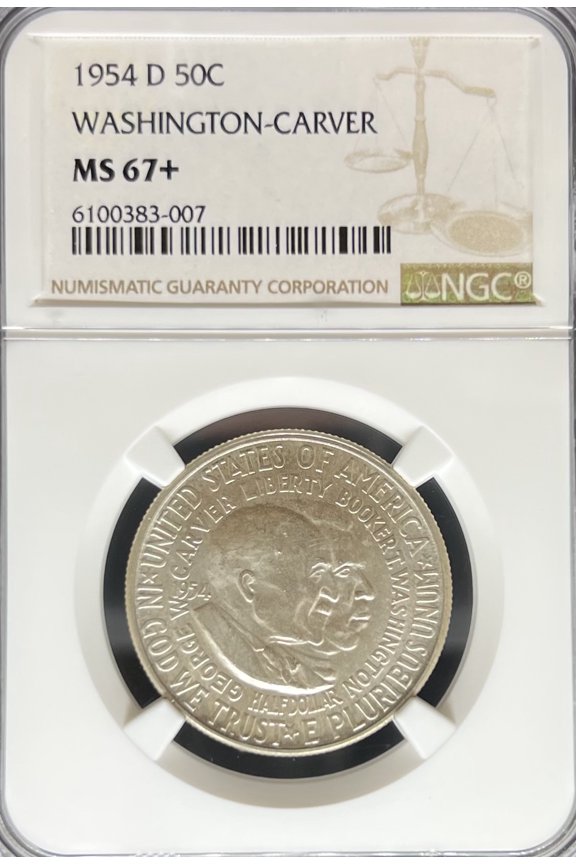 1954-D 50C Washington Carver MS67+ NGC Finest Known POP 10 (PA6100383007)