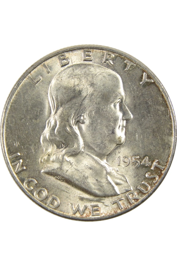 1954 D Franklin Half Dollar AU About Uncirculated Silver 50c Coin