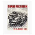 thumbnail image 1 of 1954 Grand Prix Bern Switzerland - Vintage Car Racing Poster by Carlo Demand - Fine Art Rolled Canvas Print 11in x 14in, 1 of 4
