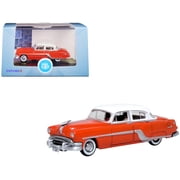 1954 Pontiac Chieftain 4 Door Coral Red with Winter White Top 1/87 HO Scale Diecast Model Car by Oxford Diecast