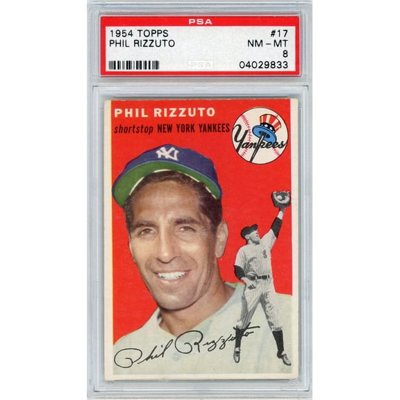 Graded 1954 Topps Phil Rizzuto #17 PSA 8 Baseball Card
