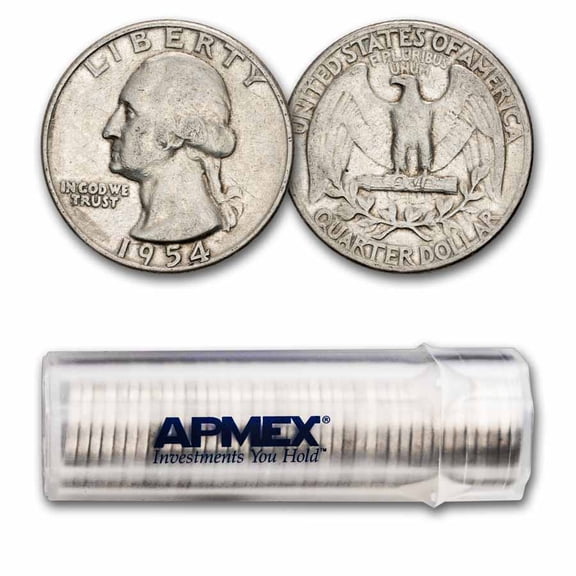 1954 Washington Quarter 40-Coin Roll Avg Circ