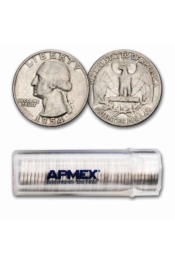 1954 Washington Quarter 40-Coin Roll Avg Circ