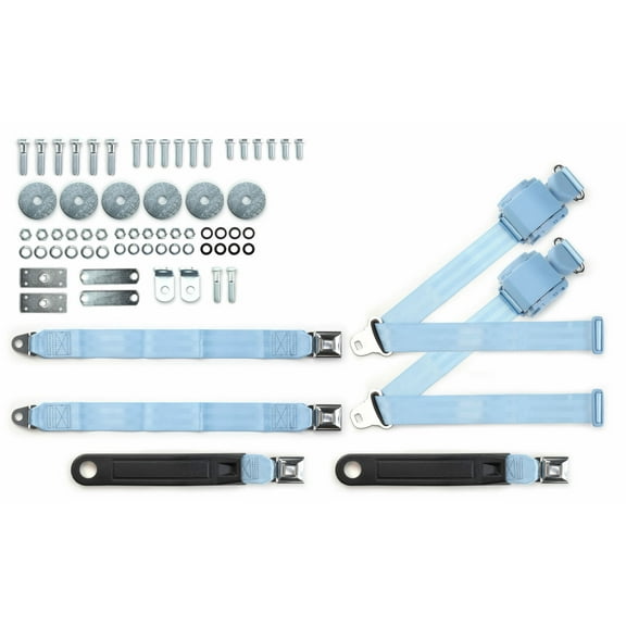 1955-1957 Tri-Five Chevy Retractable Shoulder Safety Seat Belt Kit Pushbutton