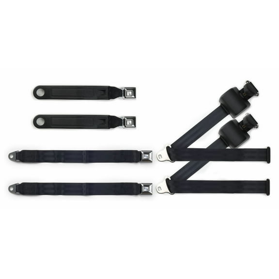 1955-1957 Tri-Five Chevy Retractable Shoulder Safety Seat Belt Kit Pushbutton