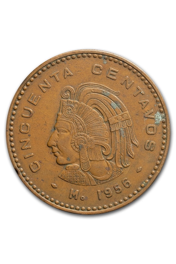 1955-1959 Mexico Bronze 50 Centavos Avg Circ