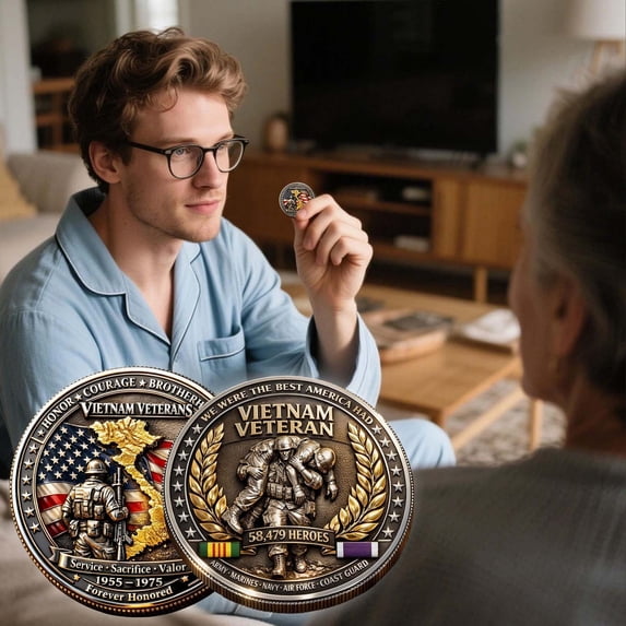 1955-1975 Vietnam Veteran Memorial Coin, Military Commemorative Challenge Coin, Collectible Souvenir Medal, Decor for Home Office Desk