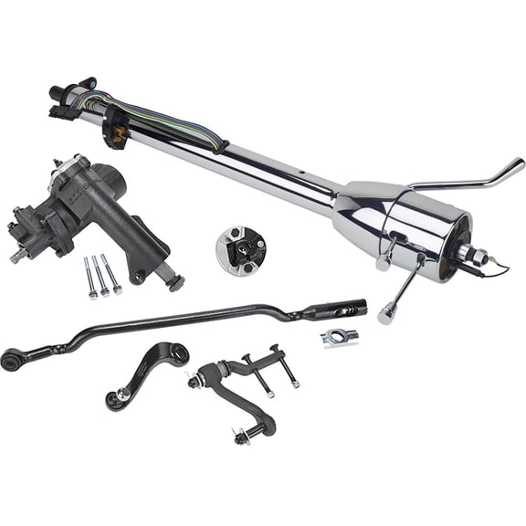 1955-56 Chevy Power Steering Conv Kit w/Chrome Tilt/Shift Column