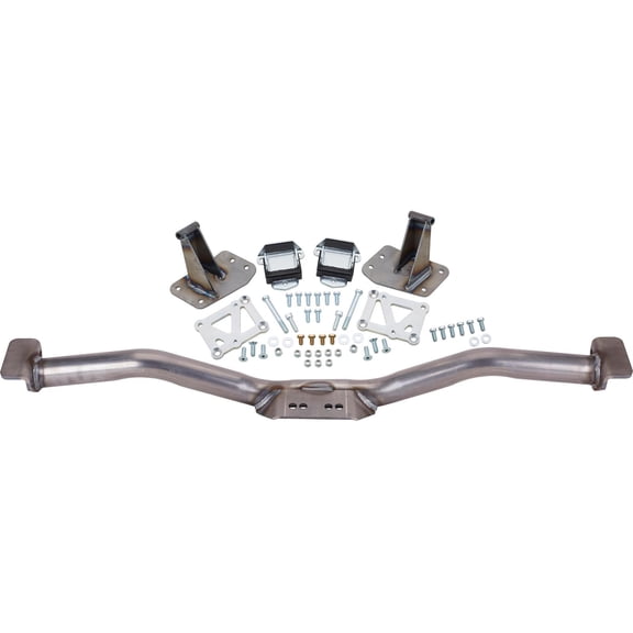 1955-57 Chevy Tri-5 LS Swap Kit: Bolt-In Engine Mounts & Transmission Crossmember, Fits GM Transmissions TH350, TH400, 4L60E & More, 7-Gauge Steel Bracket, 3/8-Inch Adapters, Polyurethane Mounts