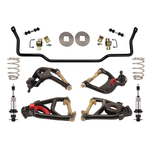 Speedway Motors Tubular Control Arm Suspension Kit Compatible With 1955-57 Chevy with QA1 Coilover Shocks and 1 Inch Sway Bar, Bolt-On Front Suspension Upgrade for Bel Air, Nomad