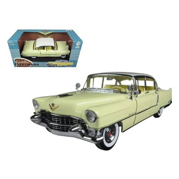 1955 Cadillac Fleetwood Series 60 Yellow with White Roof 1/18 Diecast Model Car by Greenlight