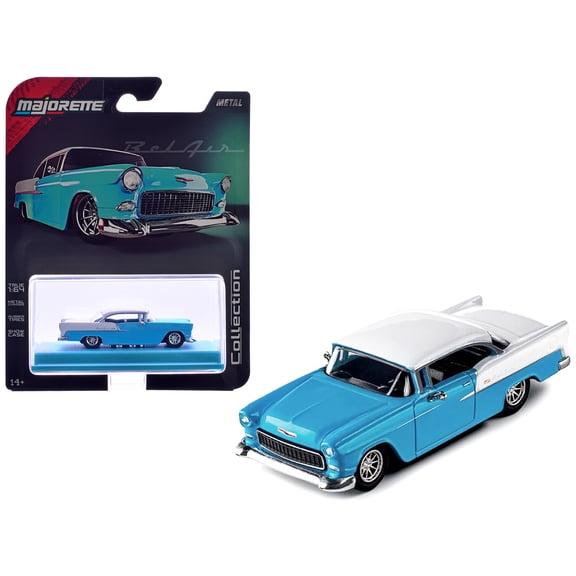 1955 Chevrolet Bel Air Blue and White "Collection" Series 1/64 Diecast Model Car by Majorette