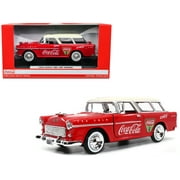 1955 Chevrolet Bel Air Nomad Red with White Top "Coca-Cola" 1 24 Diecast Model Car by Motor City Classics