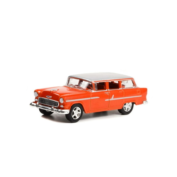 1955 Chevy Handyman Custom Wagon, Orange - Greenlight 37260A/48 - 1/64 Scale Diecast Model Car