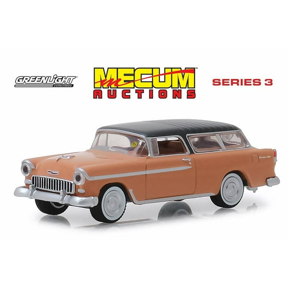 1955 Chevy Nomad, Coral - Greenlight 37170A/48 - 1/64 Scale Diecast Model Toy Car