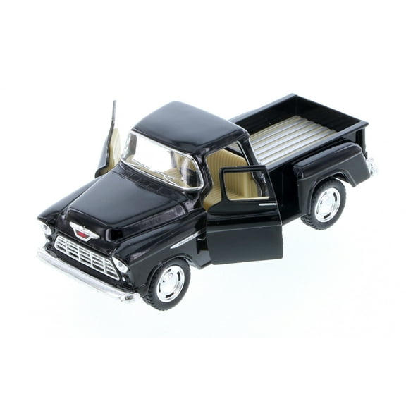 1955 Chevy Stepside Pickup Truck, Black - Kinsmart 5330D - 1/32 Scale Diecast Model CarPlastic
