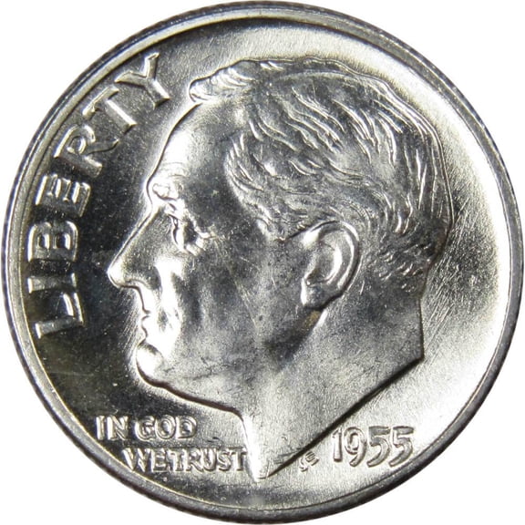 1955 D Roosevelt Dime BU Uncirculated Mint State 90% Silver 10c US Coin