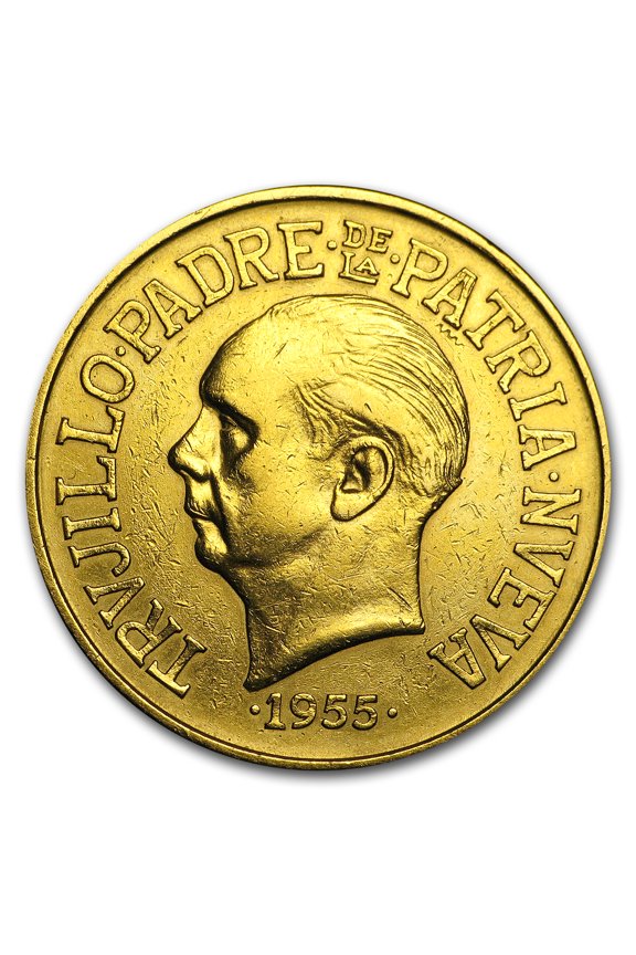1955 Dominican Republic Gold 30 Pesos Trujillo Era Avg Circ