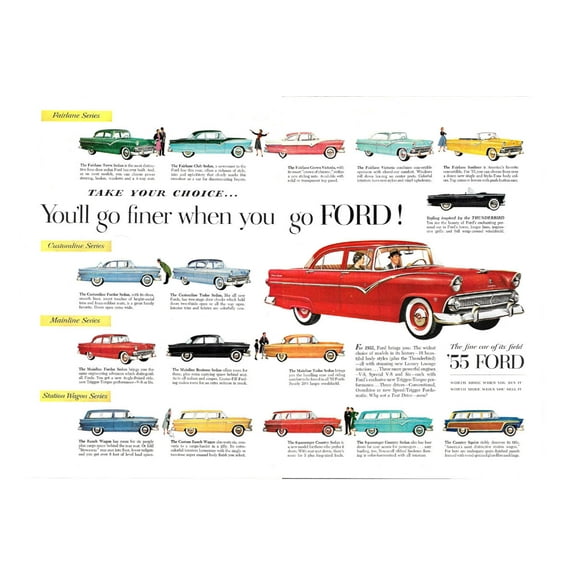 1955 Ford Car Models Advertisement Poster 16"x24" 16inx24in
