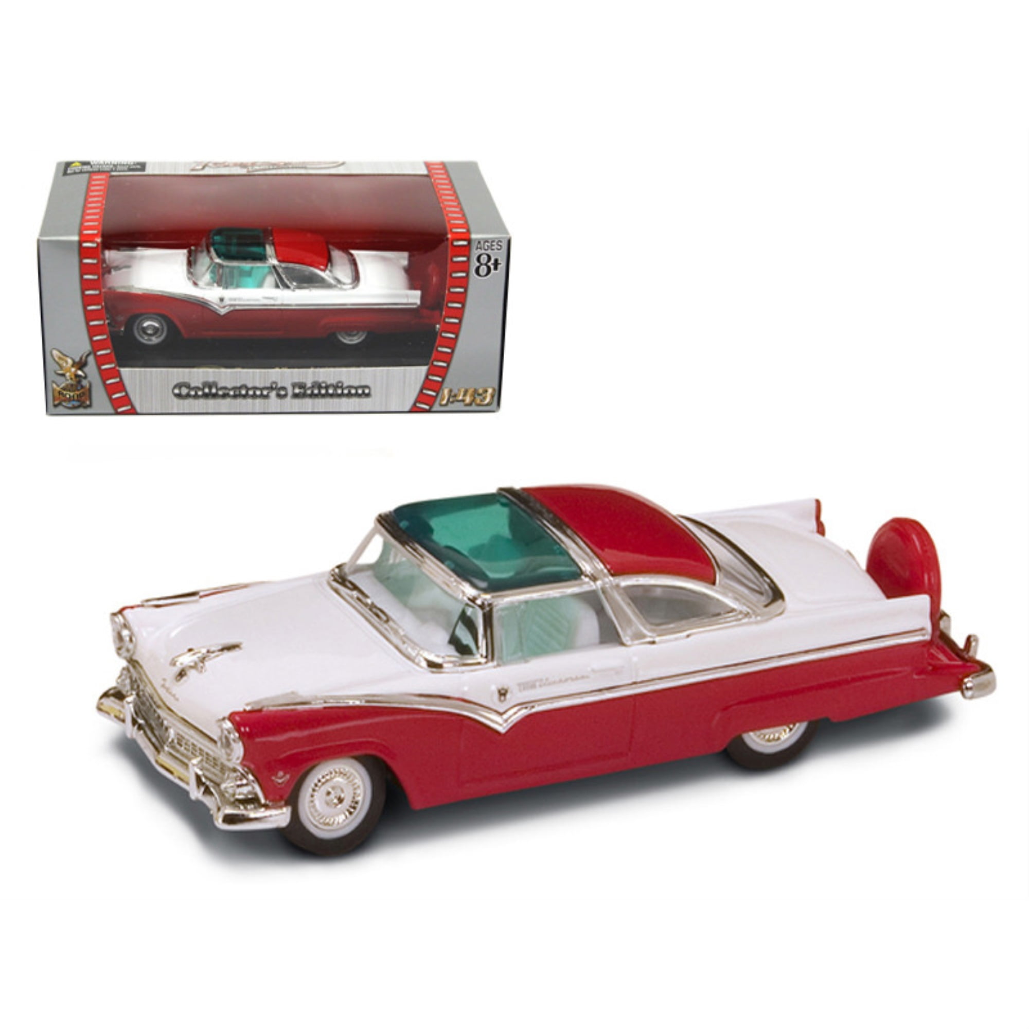 1955 Ford Crown Victoria Red and White 1/43 Diecast Model Car by