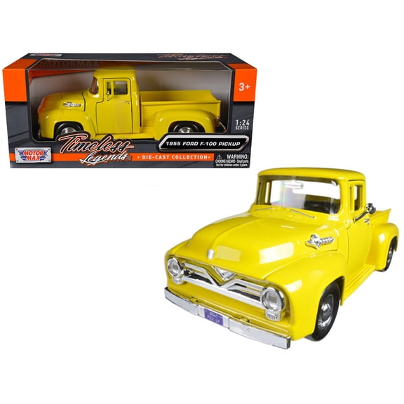 1955 Ford F-100 Pickup Truck Yellow 1/24 Diecast Model Car by Motormax