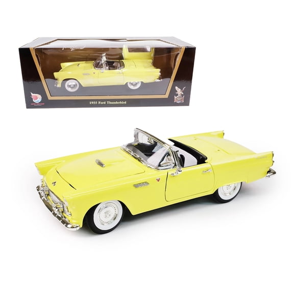 1955 Ford Thunderbird 1/18 Diecast Model Car by LUCKY DIE CAST - Removable Hardtop, Opening Hood Doors Trunk, Detailed Engine, Display Stand, Collectible