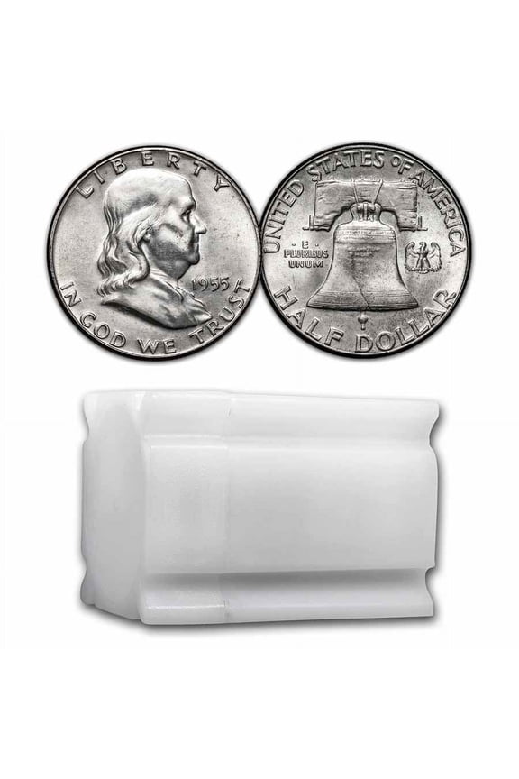 1955 Franklin Half Dollar 20-Coin Roll Avg Circ
