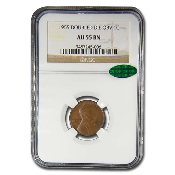 1955 Lincoln Cent Doubled Die Obverse AU-55 NGC CAC (Brown)