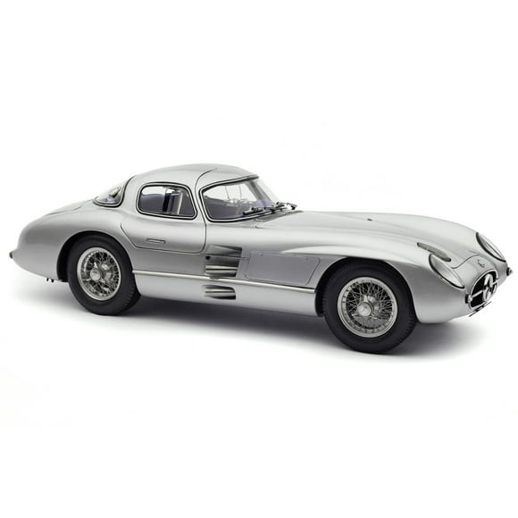 1955 Mercedes-Benz 300 SLR "Uhlenhaut Coupe" Silver with Blue Interior 1/18 Diecast Model Car by CMC