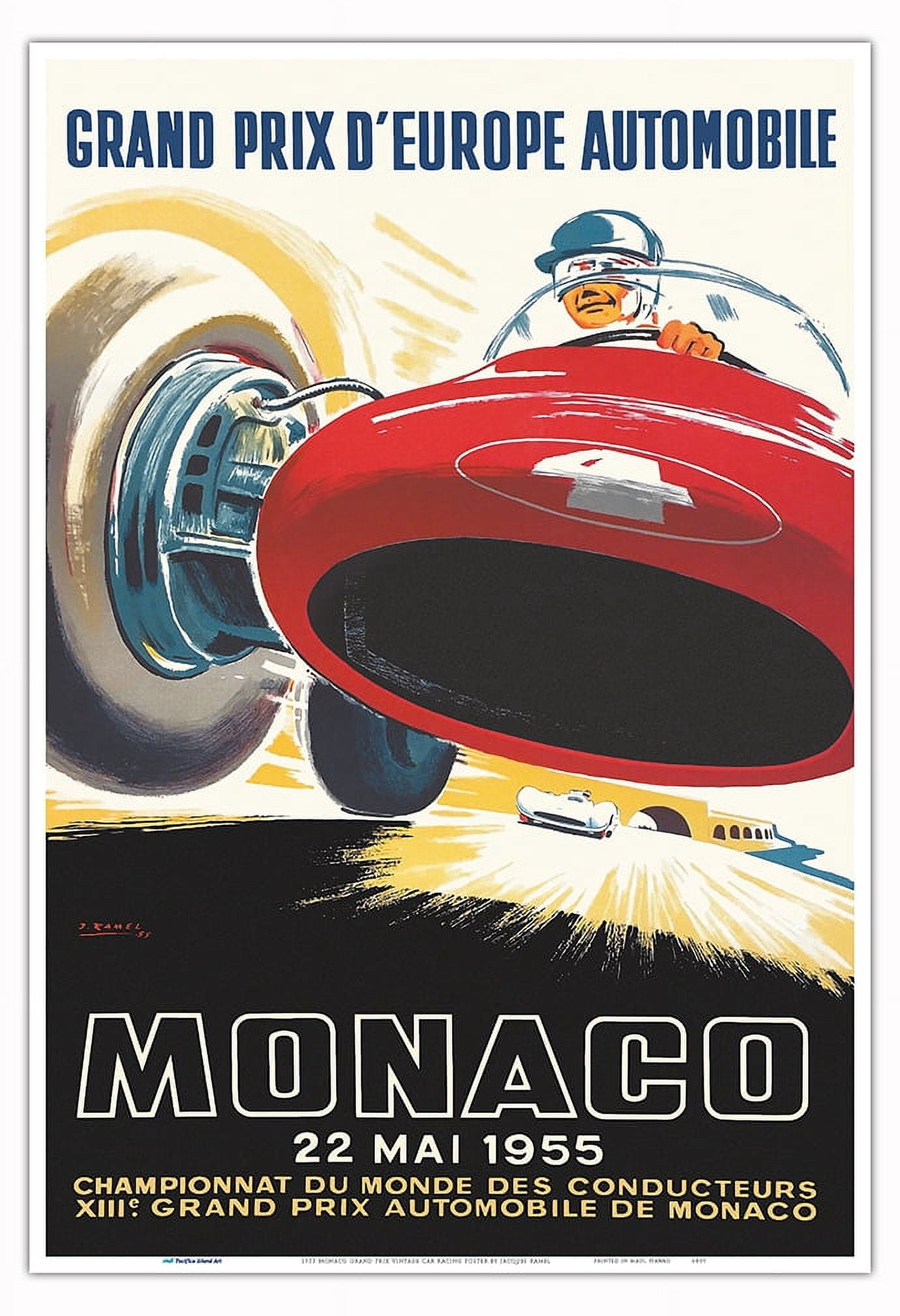 1955 Monaco Grand Prix - Vintage Car Racing Poster by Jacques Ramel ...