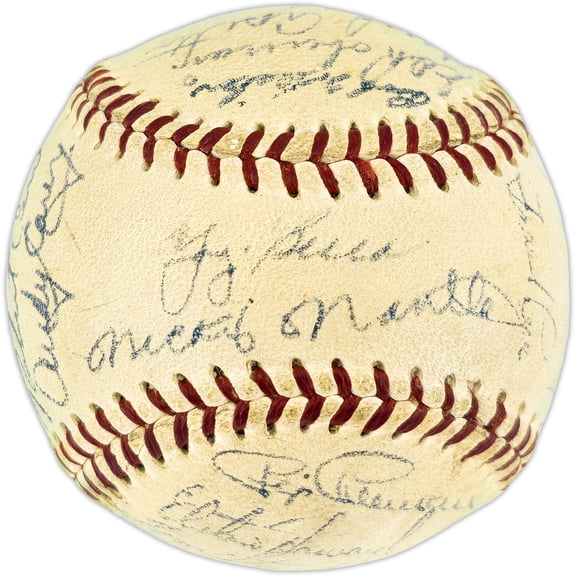 1955 New York Yankees Autographed Official Harridge AL Baseball With 30 Signatures Including Mickey Mantle Beckett BAS QR #AE33059