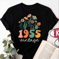 thumbnail image 1 of 1955 Shirt, 70th Birthday Shirt, Wildflowers 1955 Birth Year Number Shirt for Women, Birthday TShirt, Turning 70 Gift, 1955 vintage shirts, 1 of 2