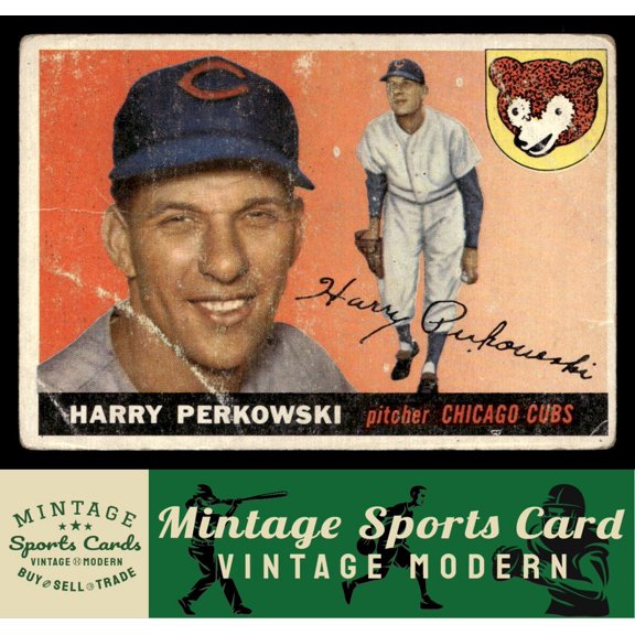 Poor 1955 Topps Harry Perkowski #184 Chicago Cubs Baseball Card