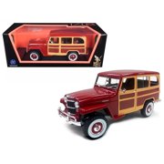 1955 Willys Jeep Station Wagon Burgundy 1/18 Diecast Model Car by Road Signature