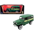 thumbnail image 1 of 1955 Willys Jeep Station Wagon Green with Yellow Stripes 1/18 Diecast Model Car by Road Signature, 1 of 1