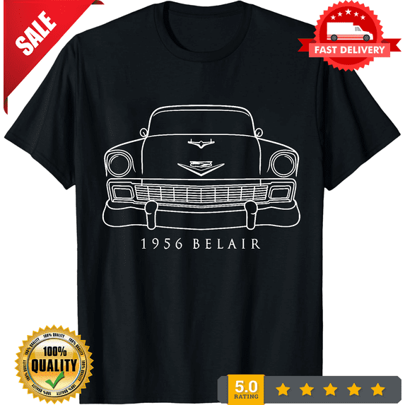 1956 Chevy Belair 150 210 Classic Front End Design Tshirt NEW, CROWD FAVORIT-TH78926
