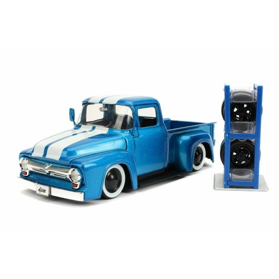 1956 Ford F-100 Pickup, Blue and White - Jada 54027/W24 - 1/24 scale Diecast Model Toy Car