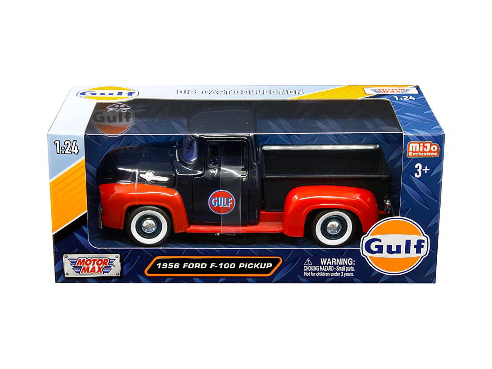 1956 Ford F-100 Pickup Truck "Gulf" Dark Blue and Red 1/24 Diecast Model Car by Motormax