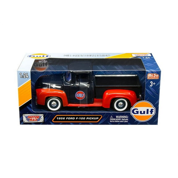 1956 Ford F-100 Pickup Truck "Gulf" Dark Blue and Red 1/24 Diecast Model Car by Motormax
