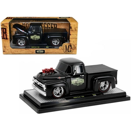 1956 Ford F-100 Pickup Truck Matt Black "Lunati Bootlegger" Limited Edition to 6550 pieces 1/24 Diecast Model Car by M2 Machines