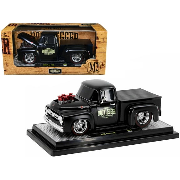 1956 Ford F-100 Pickup Truck Matt Black "Lunati Bootlegger" Limited Edition to 6550 pieces 1/24 Diecast Model Car by M2 Machines