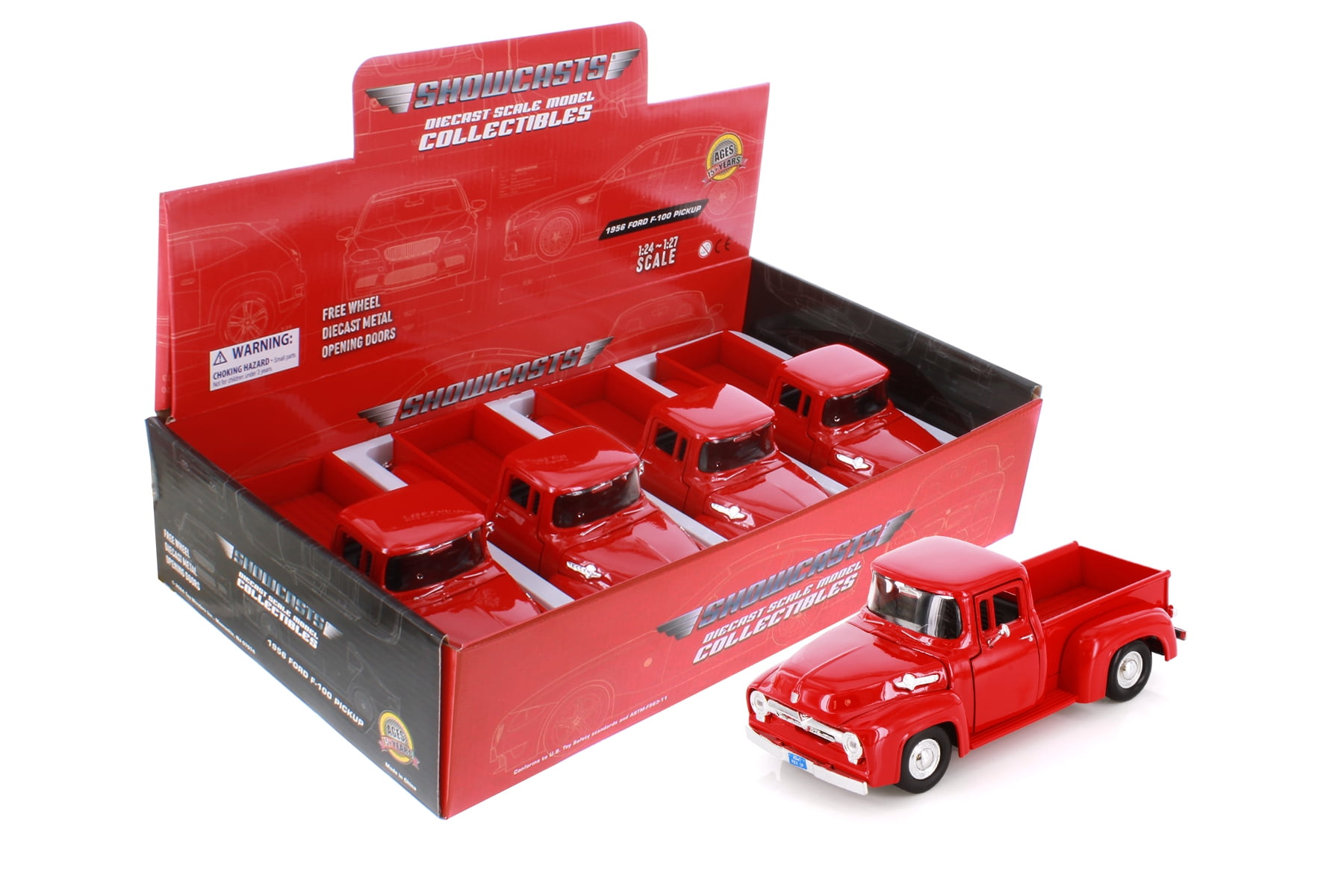 1956 Ford F-100 Pickup Truck, Red - Showcasts 77235D - 1/24 Scale Diecast Model Car
