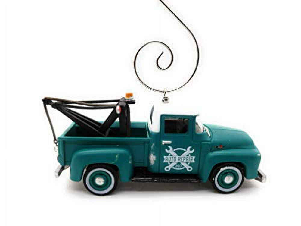 1956 Ford F-100 Tow Truck Custom Christmas Ornament 1:64 Diecast Green