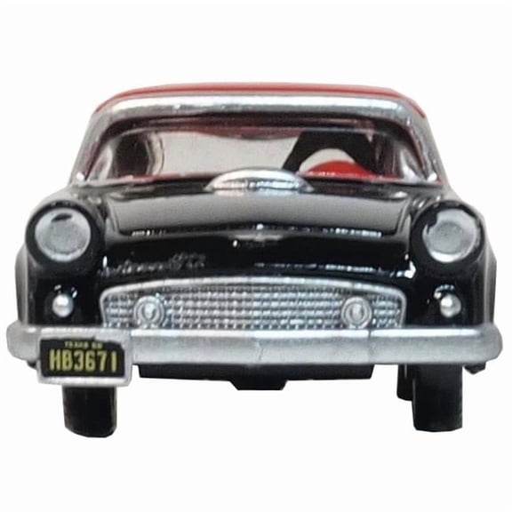 1956 Ford Thunderbird 1-87 HO Scale Diecast Model Car, Raven Black & Fiesta Red